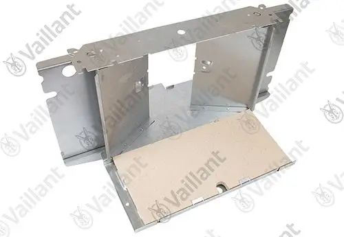 Metallische Abdeckung von Vaillant, bestehend aus zwei Seitenwänden und einer Bodenplatte, zur Nutzung in Heizsystemen.